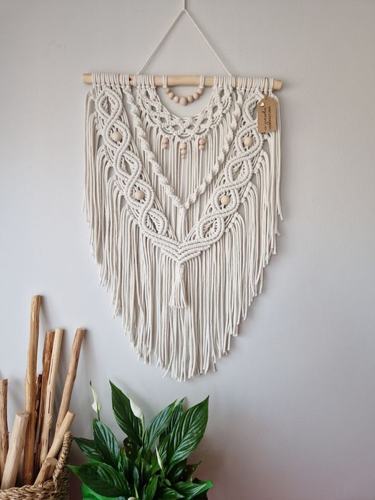 Duża makrama Diana rękodzieło boho ozdoba na ścianę do sypialni salonu