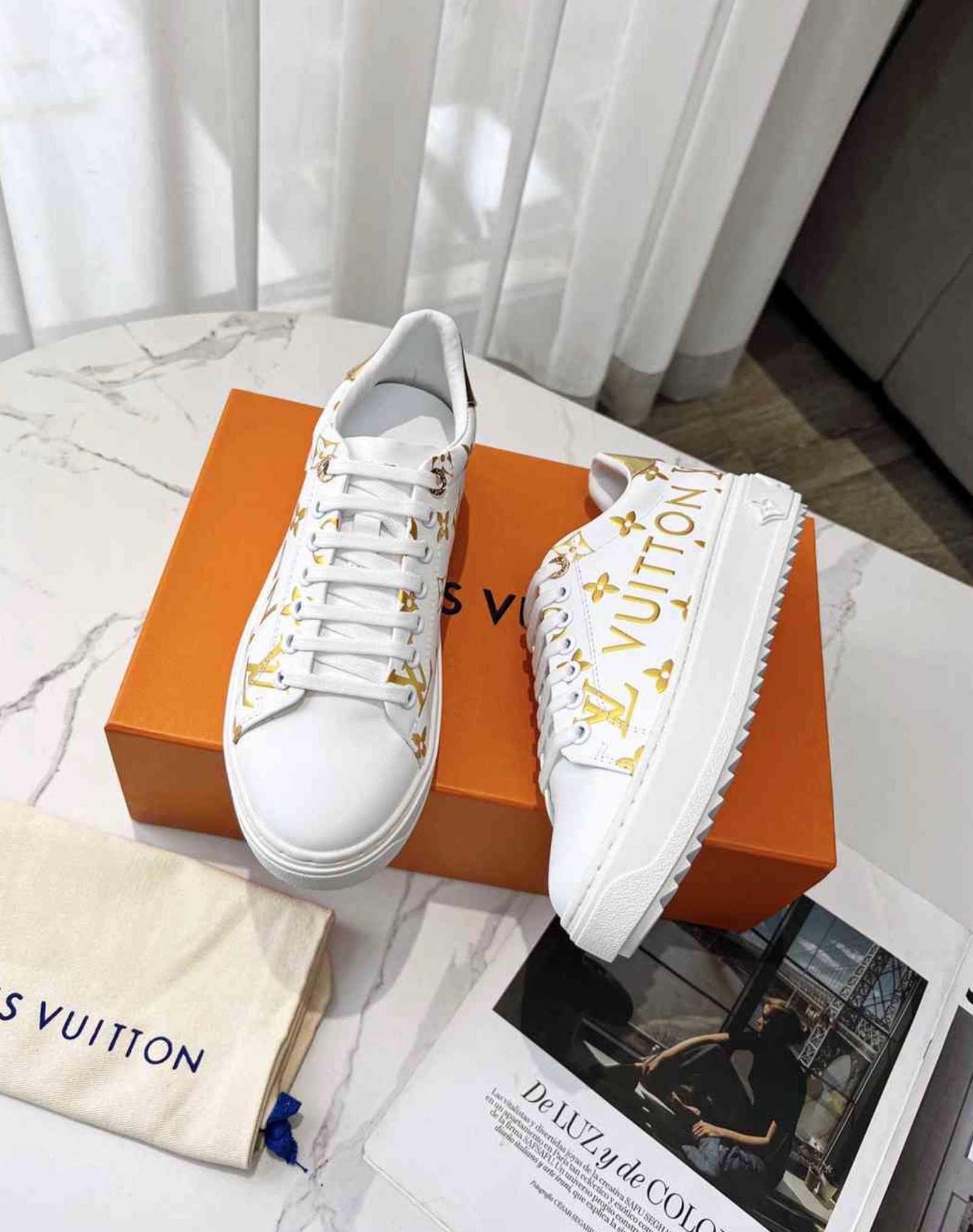 LOUIS VUITTON Buty Sportowe 'TIME OUT' Biało Złote