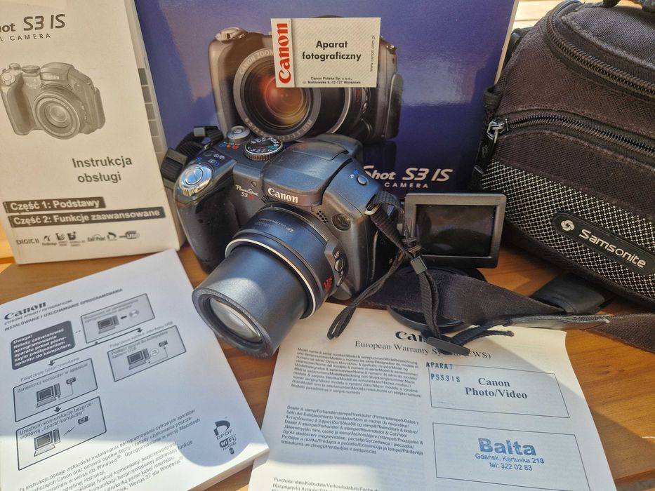 Aparat fotograficzny Canon PowerShot S3 IS + pokrowiec + instrukcje PL