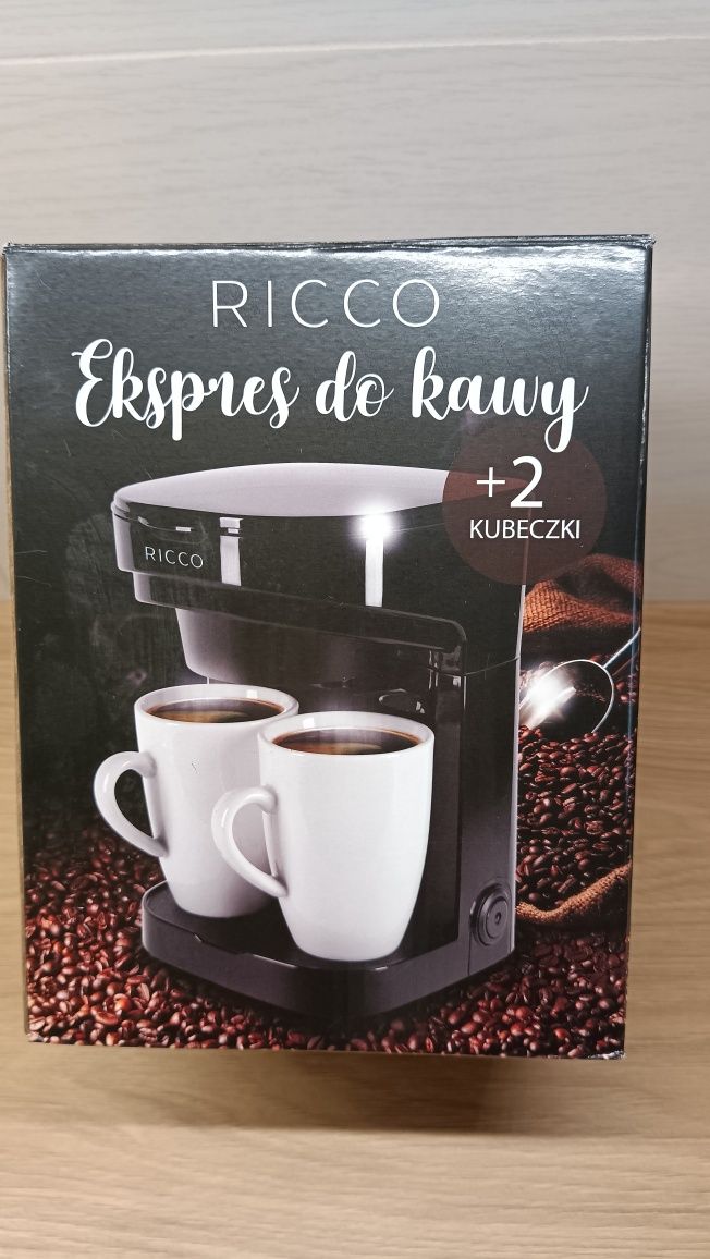 Ekspres do kawy przelewowy RICCO + 2 kubki porcelanowe.NOWY.