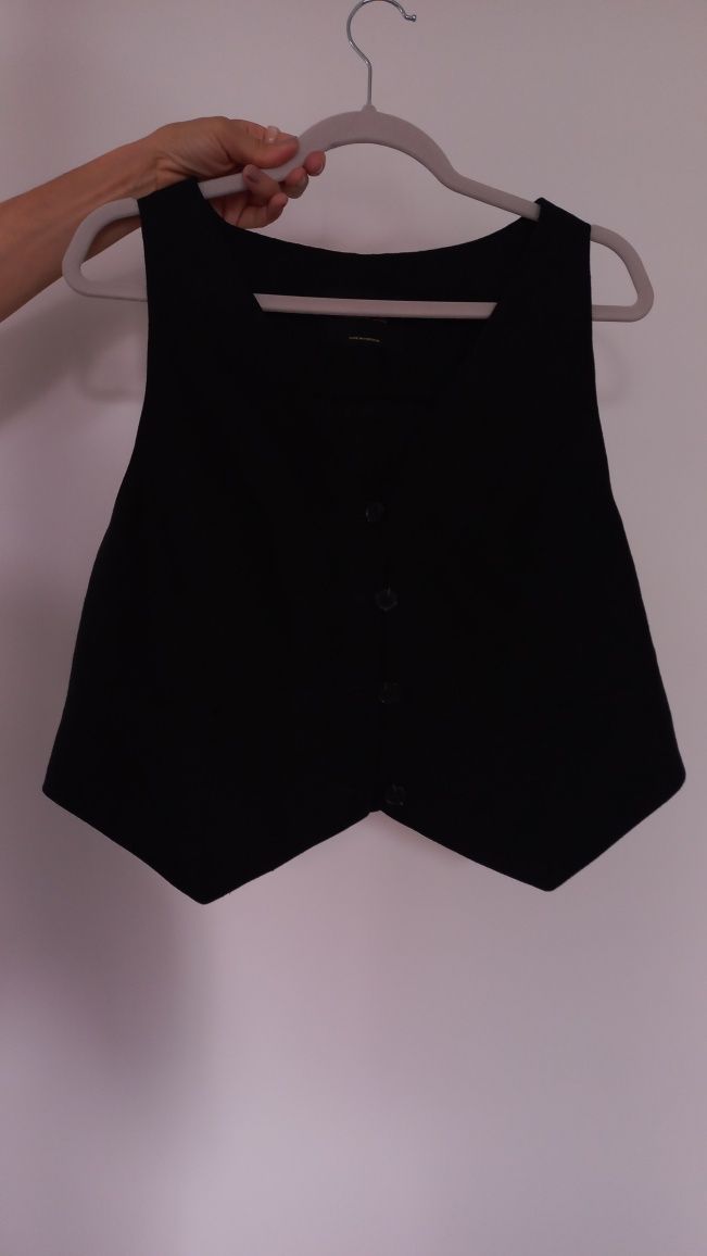 Жилет Massimo Dutti, льон, чорний, класика