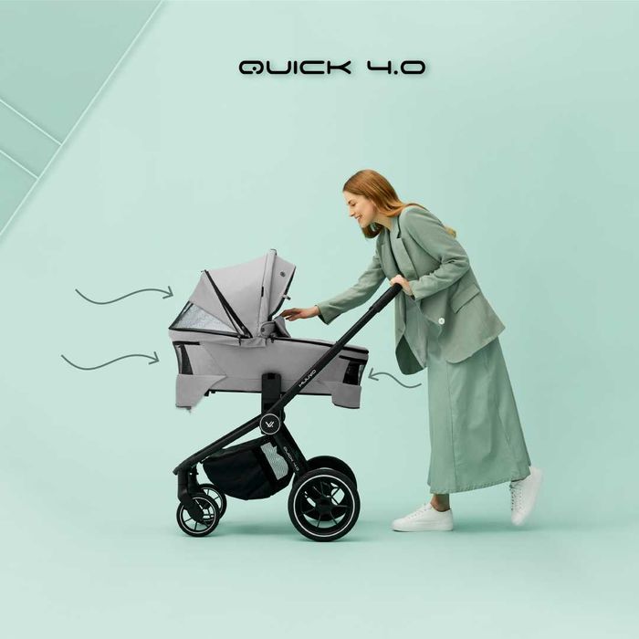 Wózek Muuvo Quick 4.0 2w1 Lekki Składany Gondola+Spacerówka +Adaptery