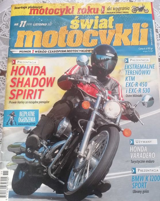 Gazeta Świat Motocykli 2007 11 Honda shadow varadero KTM EXC R 450 530