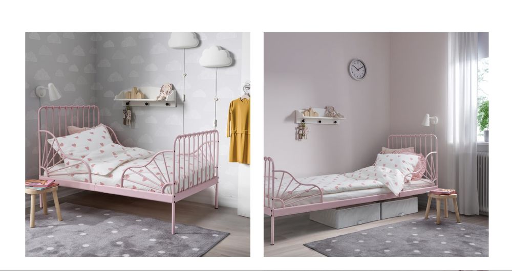 Cama extensivel MINNEN cor de rosa