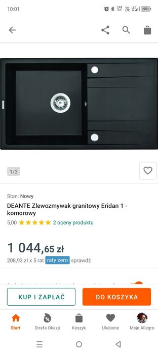 Zlew granitowy jednokomorowy