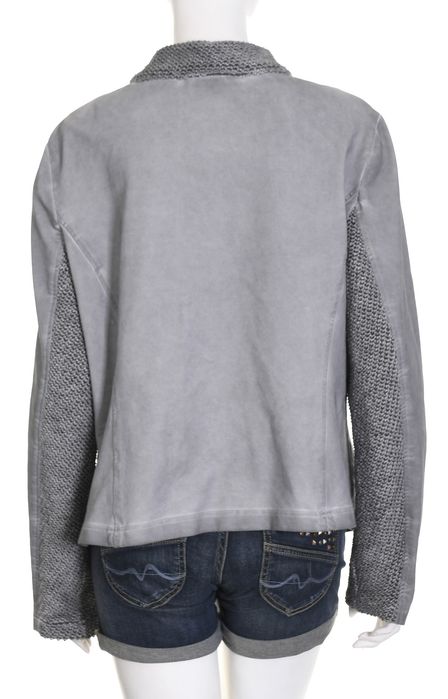 TAIFUN modny szary blezer damski z dżerseju z dzianiną pętelkową 46 48