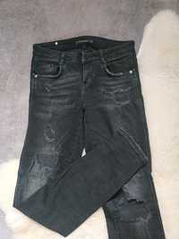 Czarne jeansy rurki z dziurami Zara, rozmiar S