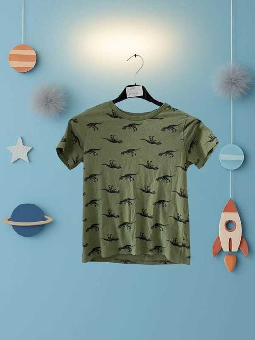 T-shirt chłopięcy | H&M | Wzór w dinozaury | 122-128 cm