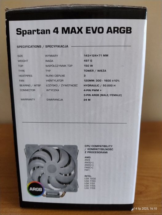 Chłodzenie procesora Spartan 4 MAX EVO ARGB