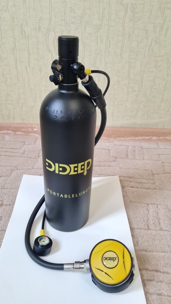 Мини акваланг Набор Dideep X5000 Pro Black, кислородный баллон 2 литра
