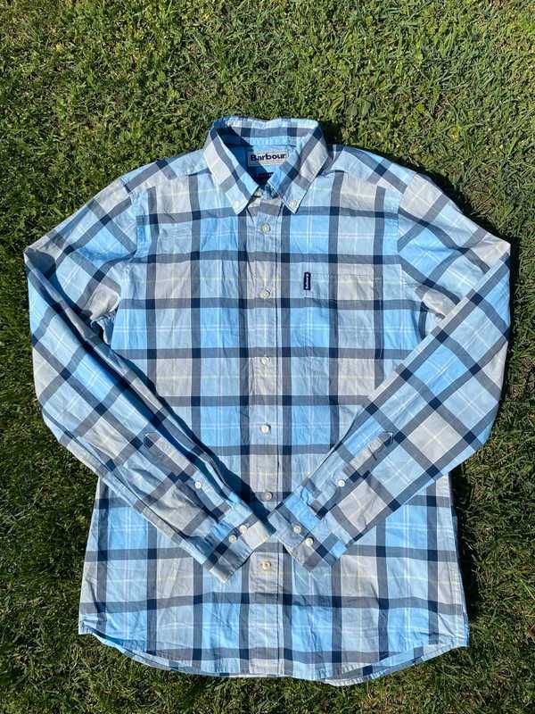 Koszula męska w kratę Barbour niebieski S Tailored fit style old money