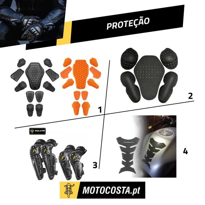 Proteção Moto - Luvas, Joelheiras, Máscaras e Depósito - MOTOCOSTA