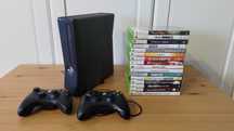 XBOX 360, 2 pady, zasilacz, 16 gier