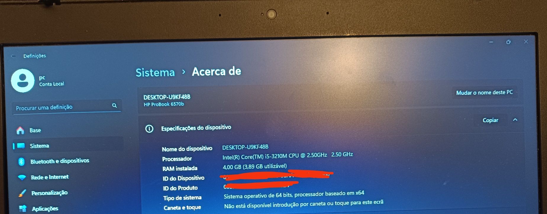 Computador portátil HP i5