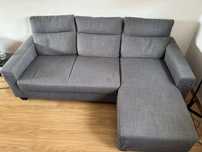 Sofa de tres lugares com chaise long ikea necessita estofado novo