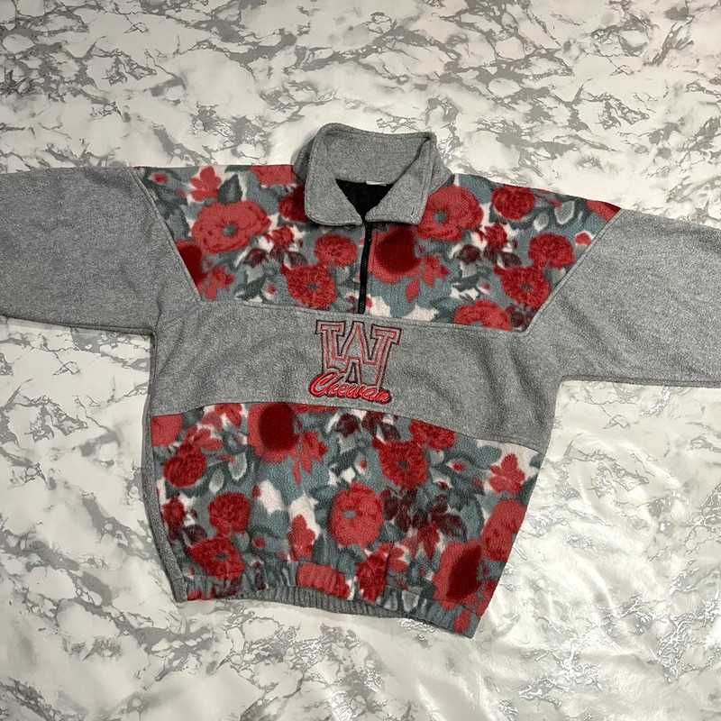Vintage Polar w Kwiaty Wzory Crazy Fleece Retro Y2K 90s
