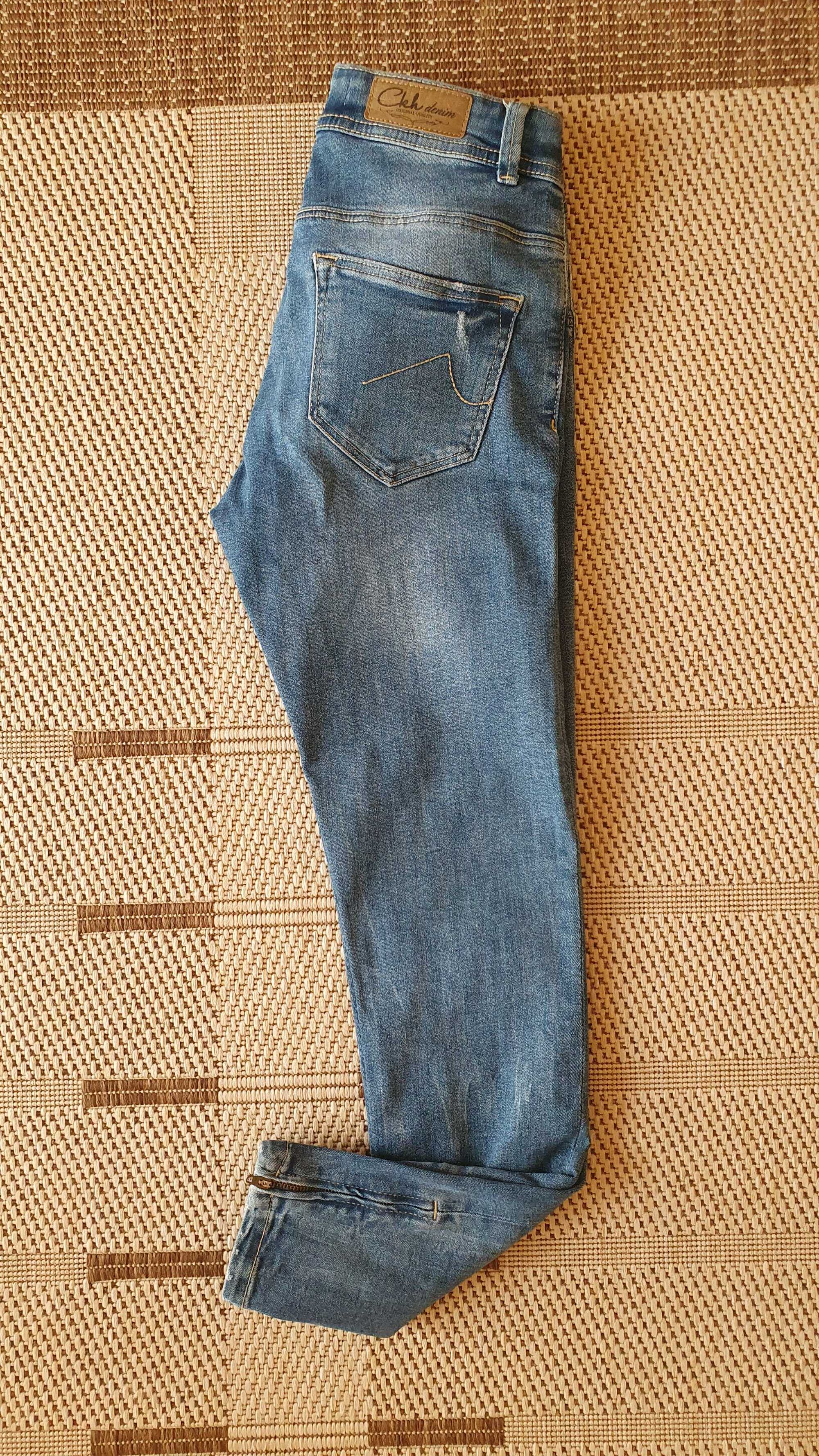 spodnie jeansowe skinny slim rurki clockhouse c&a