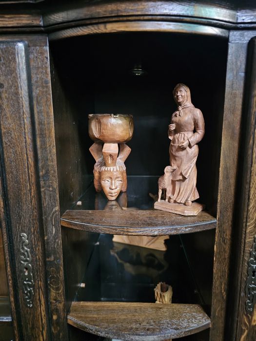 Duża dębowa jadalnia stół 8 krzeseł komoda lustro kredens #1401 Węgrów