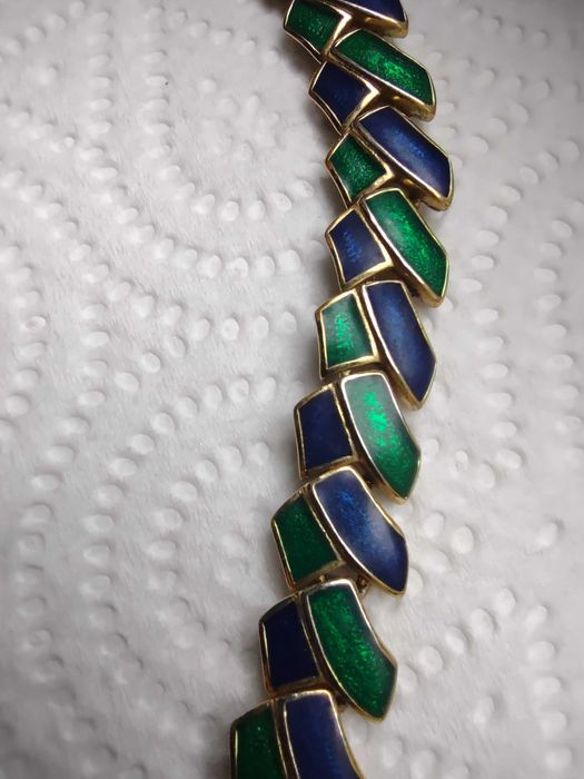 Stary piękny naszyjnik kolia emalia cloisonne