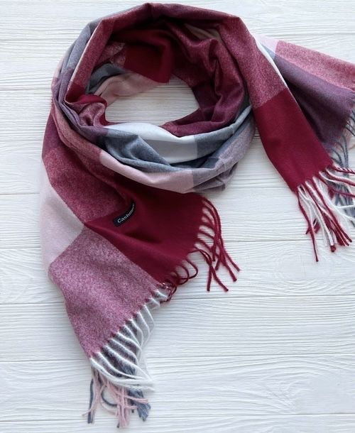 Жіночий кашеміровий шарф в клітинку 73см на 170 см