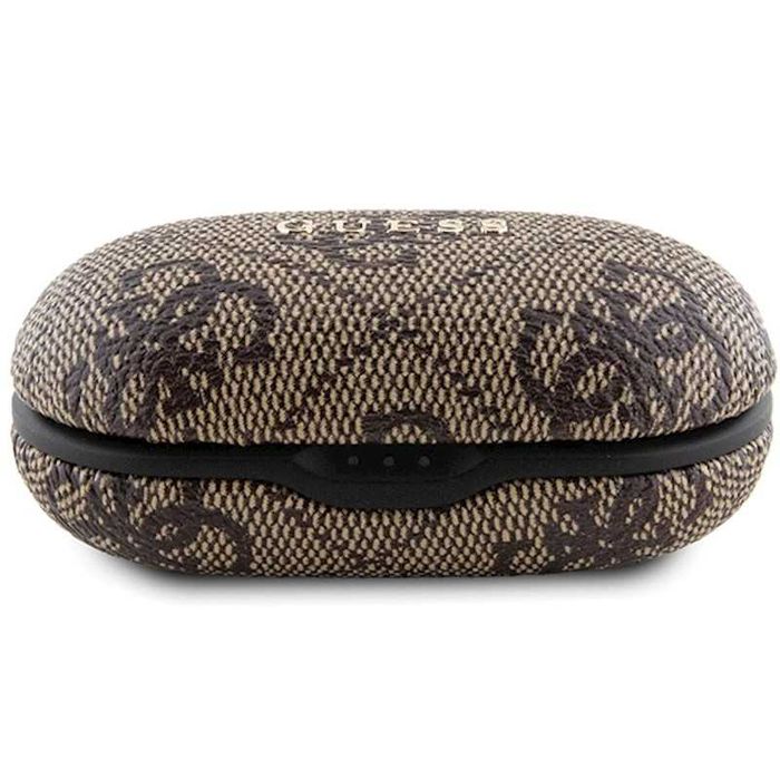 Guess słuchawki Bluetooth GUTWSP4EGW TWS  4G PU METAL LOGO brązowe