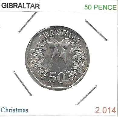 Gibraltar - - - 50 Pence - 2014 - - - Christmas - - - Moeda