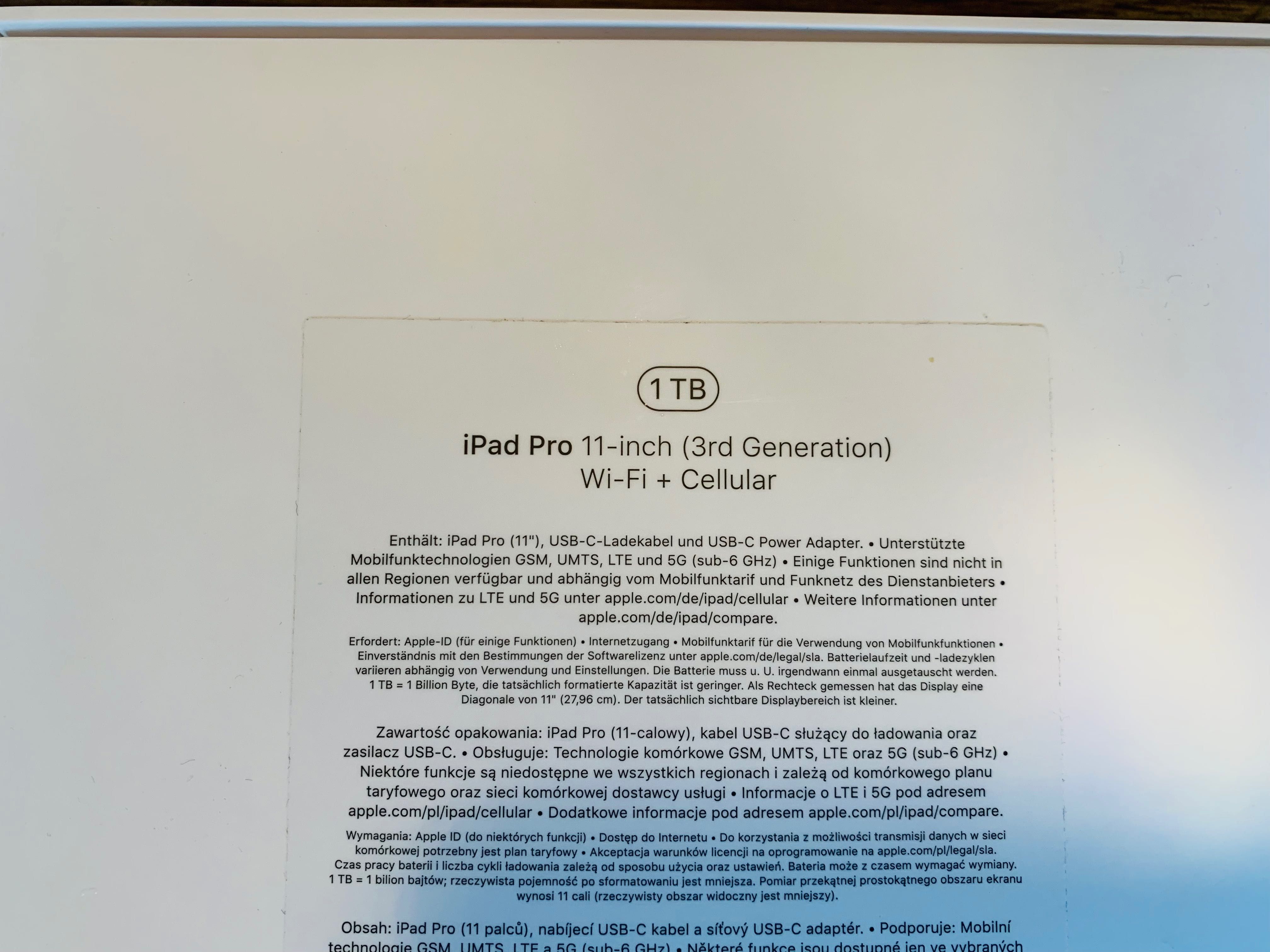 iPad Pro 11" 5G 1TB Apple Silicon M1 e 16GB RAM