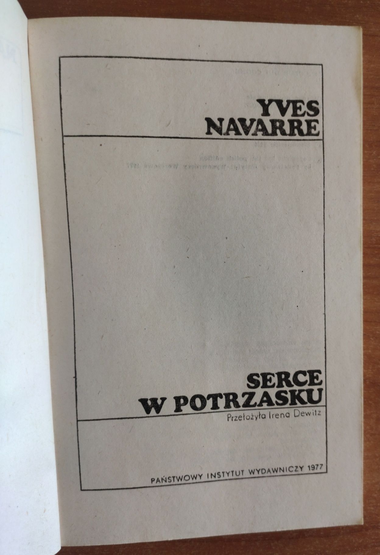 Serce w potrzasku Yves Navarre