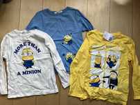 Bluzka HM 3pak / Minionki / 110-116 / NOWE