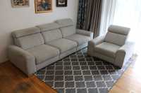 Komplet wypoczynkowy - sofa szara + fotel