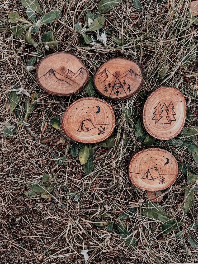 Magnes ręcznie wypalany wzór Drewno wiśni handmade