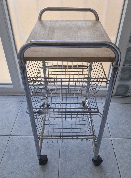 Carrinho de suporte doméstico com rodas, 3 gavetas