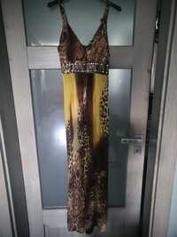 Sukienka długa maxi na ramiączkach print wzór panterka