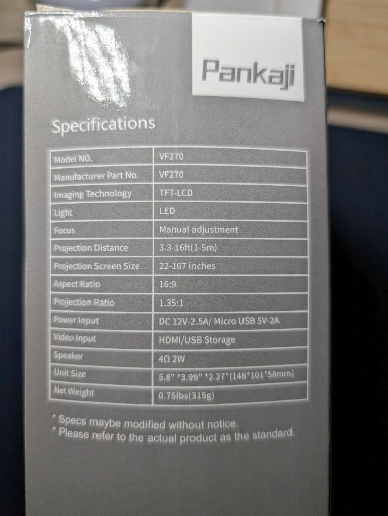 Projektor LED Wi-Fi Pankaji VF270