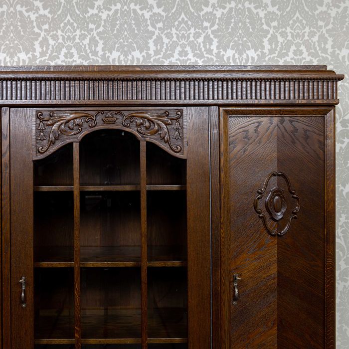 Stara trzydrzwiowa biblioteka antyk dębowa lata 20 regał