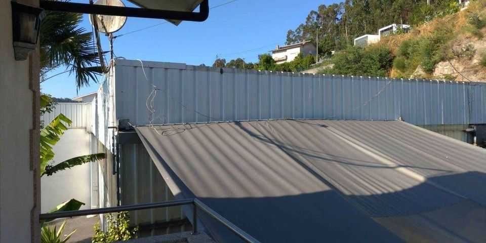 Toldo cinza 8mx6m com abertura transparente