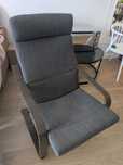 Fotel/podnóżek POÄNG (IKEA), brązowy/Hillared antracyt