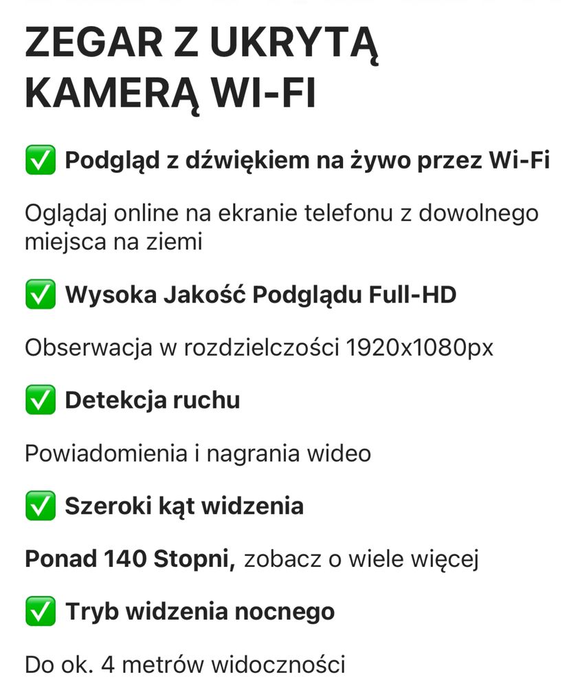 Zegar budzik ukryta kamera szpiegowski