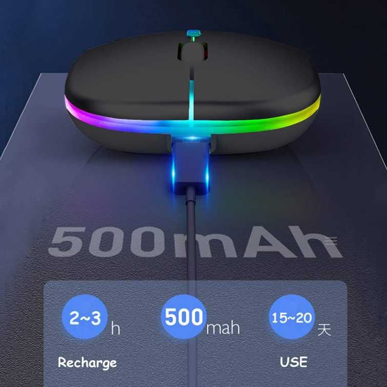 GeekerChip mysz bezprzewodowa Bluetooth USB 2w1  RGB LED Cicha