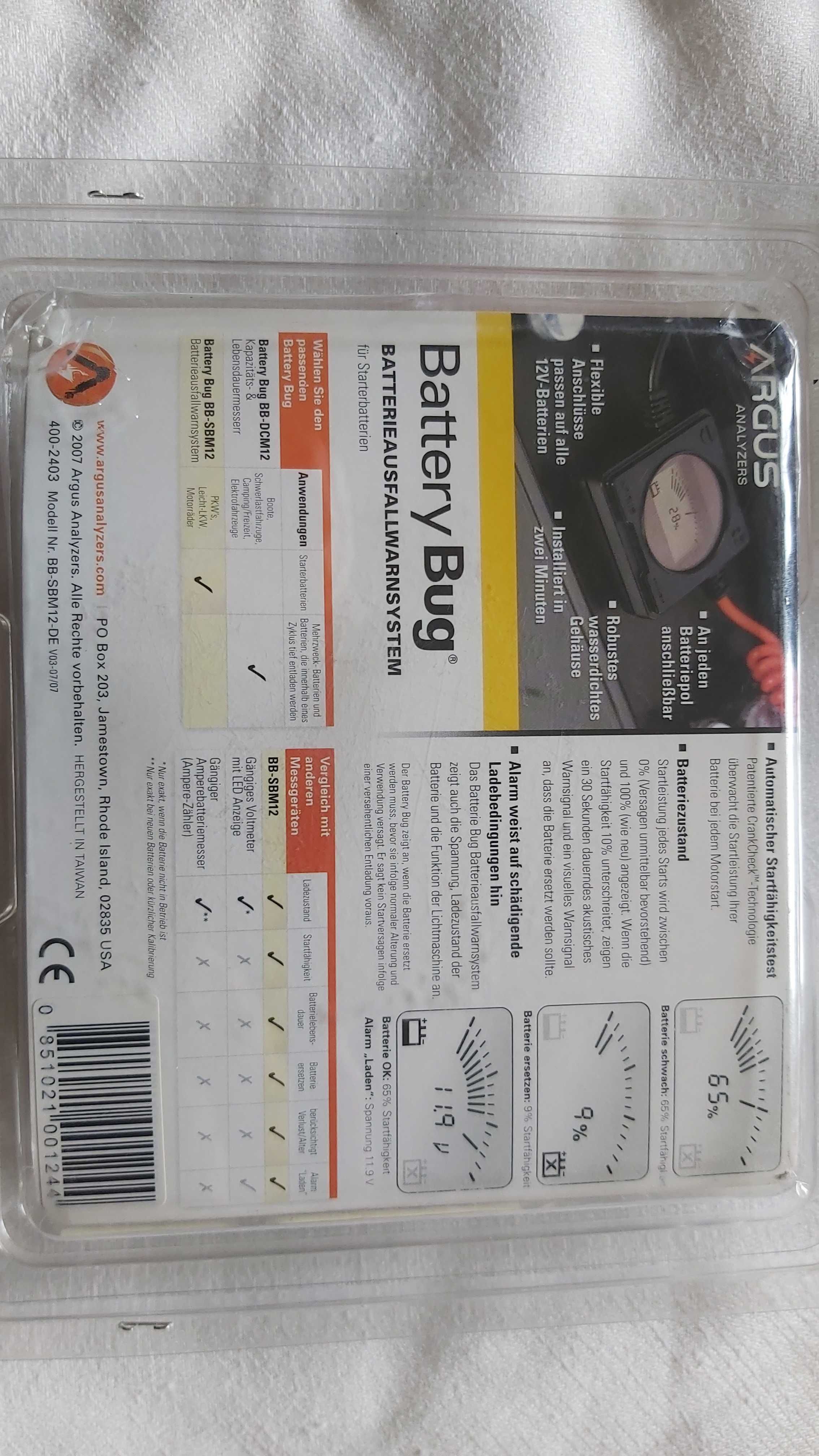 system ostrzegawczy o awarii akumulatora battery bug  NOWY!  12V