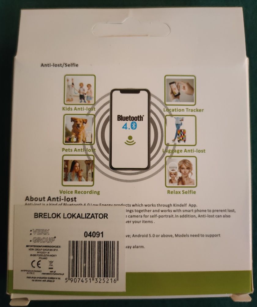Lokalizator kluczy telefonu GPS brelok keyfinder bluetooth Verk Group