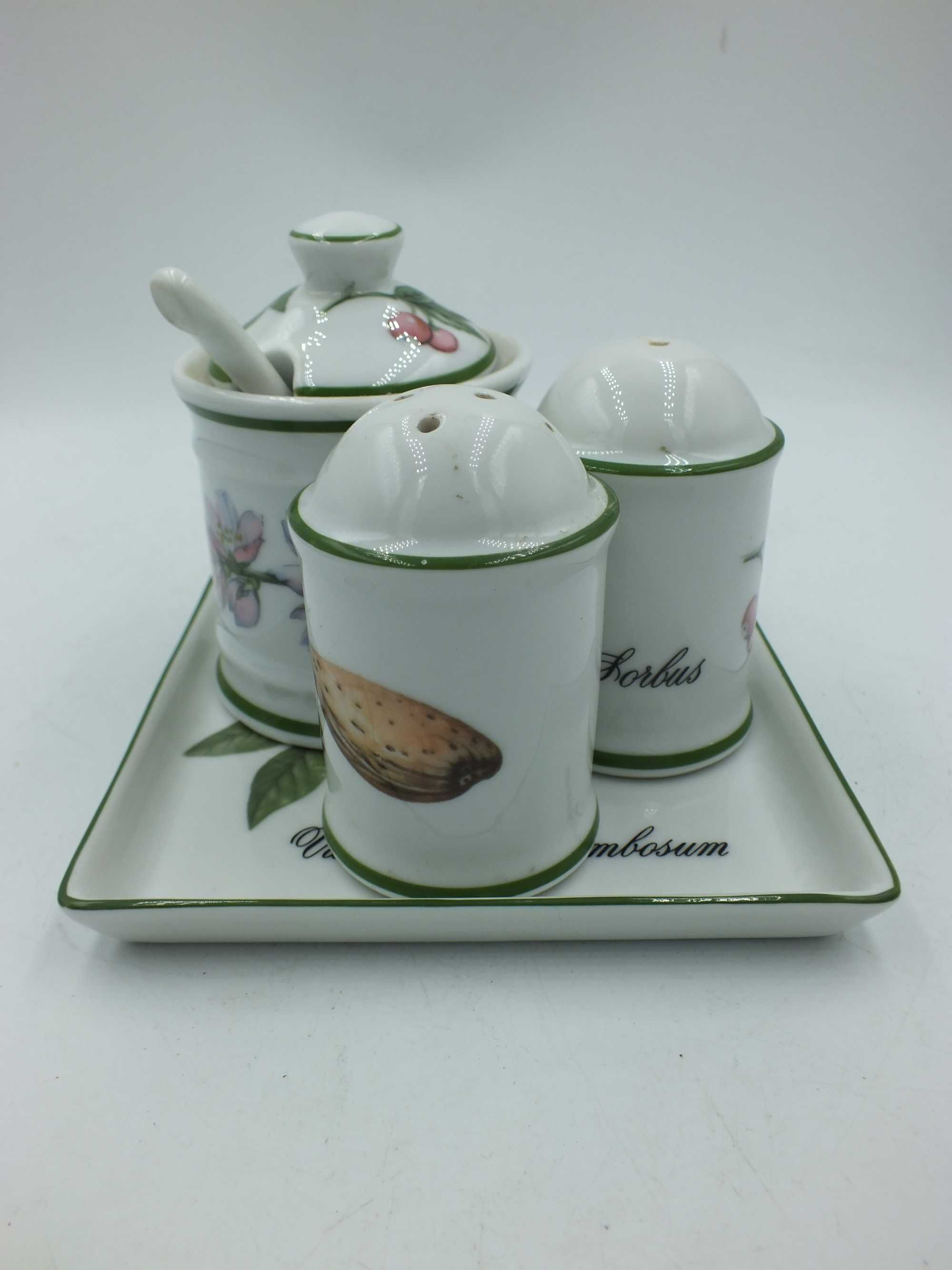 Przyprawnik zestaw porcelana Francja Aplico w stylu Botanica B062526