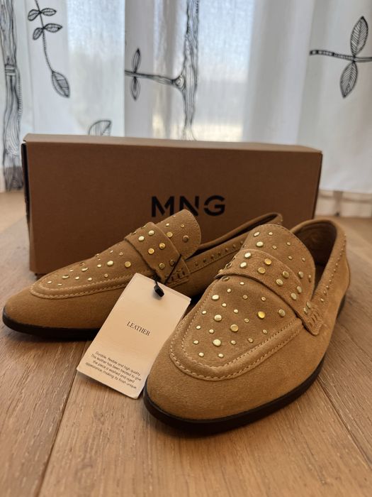 Mokasyny loafersy zamszowe Mango nowe