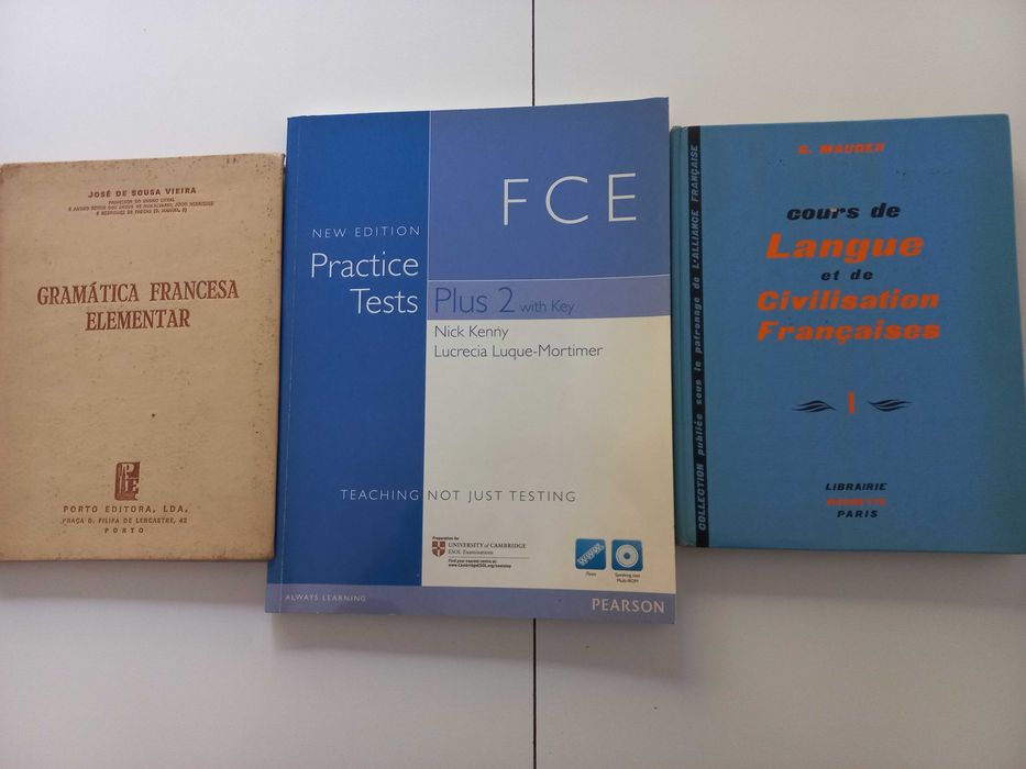 Livros de exercícios e gramáticas de Francês e Inglês