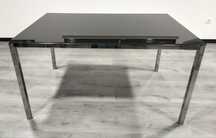 Mesa Jantar Aço e Vidro Negro 185cm X 85cm