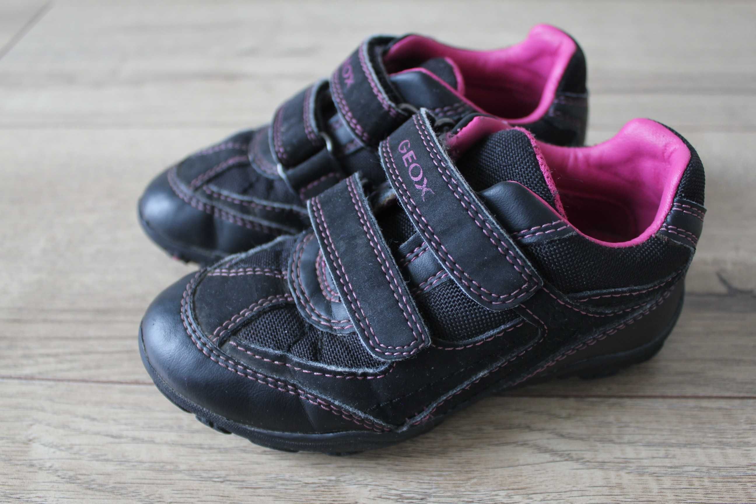 Czarno-różowe wsuwane sportowe buty na rzepy 25 Geox wkładka 16 cm