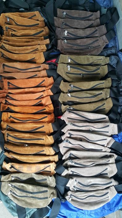 Бананка из натуральной кожи замши кожаная сумка на пояс плечо барсетка