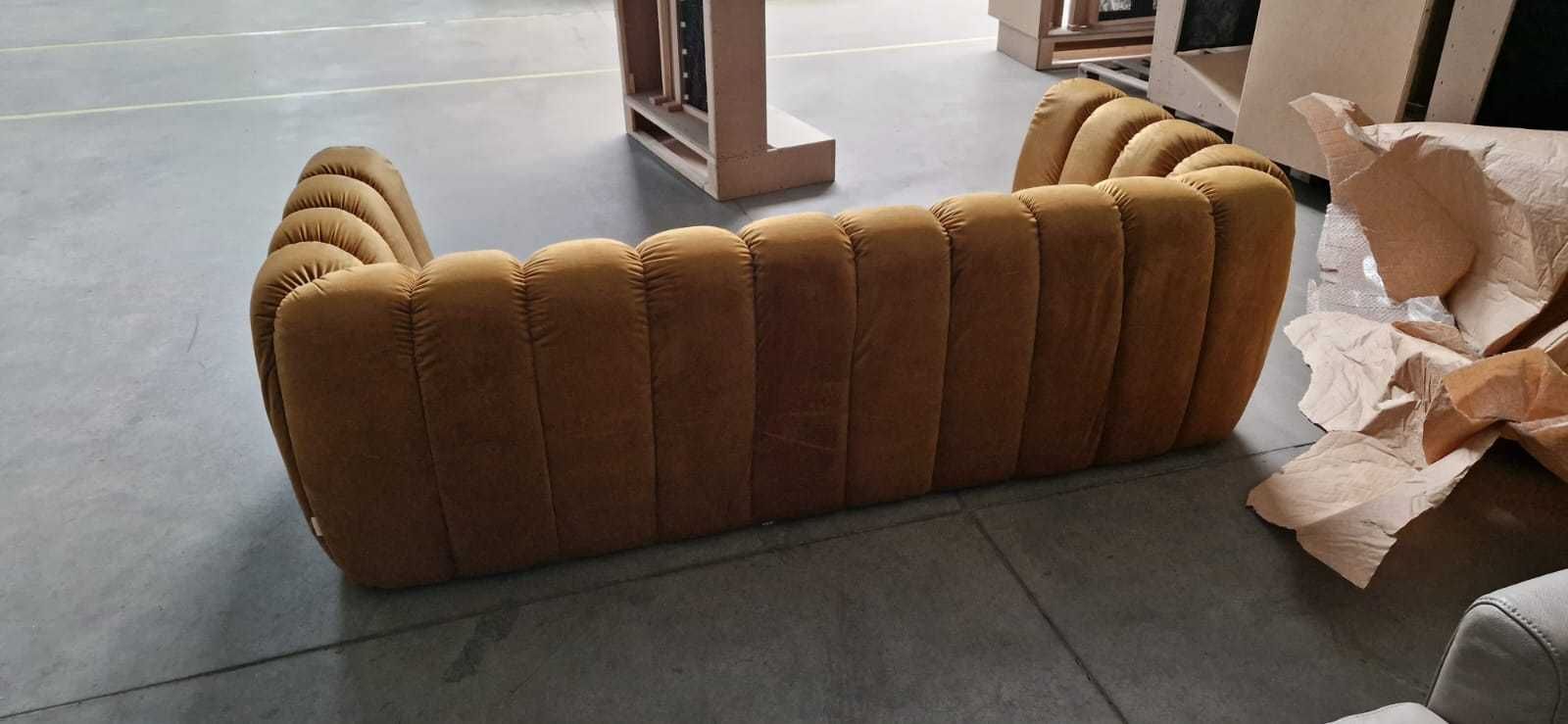 Sofa 3-os. welur miodowa 210x95cm