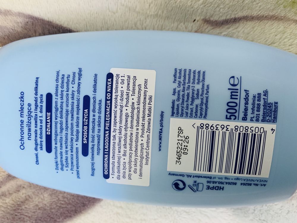 Nivea BABY Ochronne mleczko nawilżające 500 ml nivea