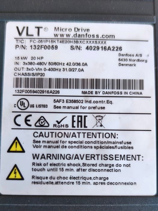 Falownik Danfoss VLT Micro Drive FC-051 15kW 31A